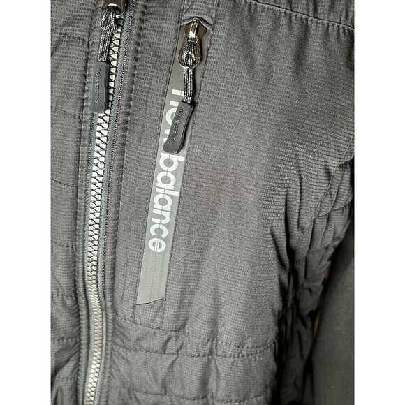 New Balance Men’s Black Quilted/Fleece Jacket with Hood Medium - Picture 2 of 10